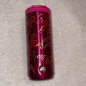 NWT Starbucks 2023 Winter Edition Ribbon Series Pink Red Silver Stainless Steel